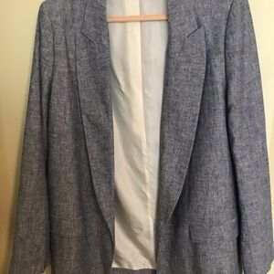 Zara Blue Blazer with Textured Fabric and Relaxed Fit